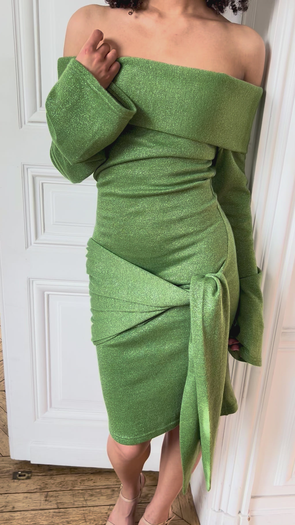 Iridescent green mini knit dress - Tall