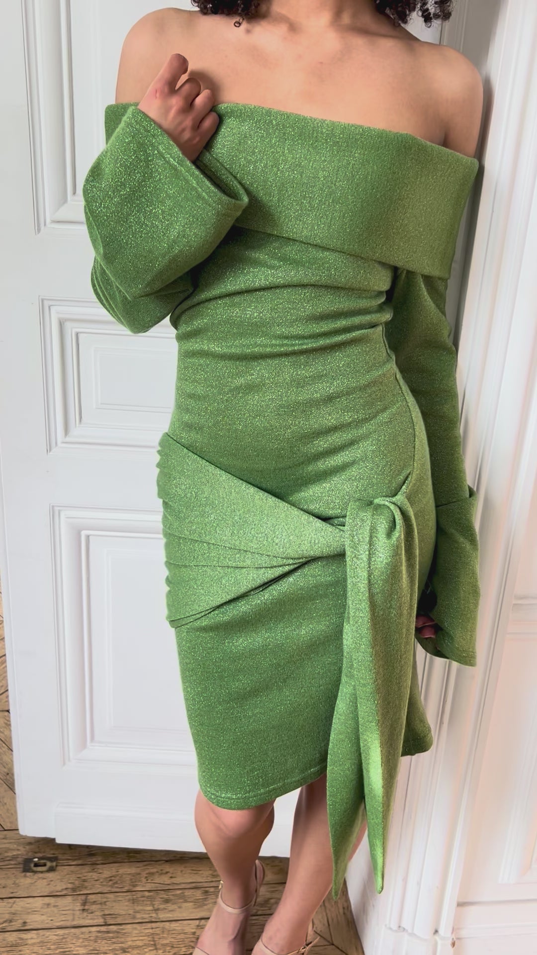 Iridescent green mini knit dress - Tall